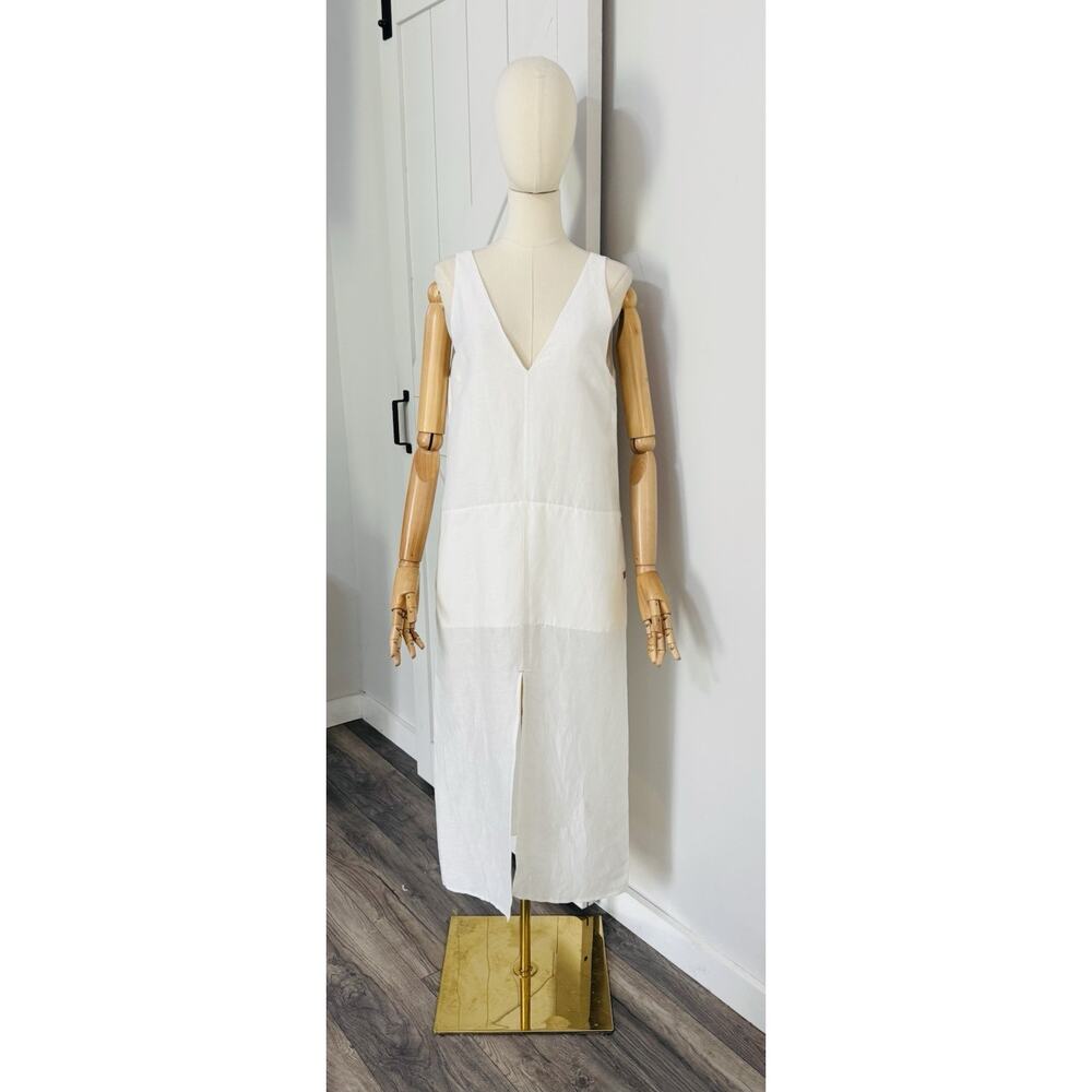 Lunya Women’s Size Xs Double V Cotton Silk Midi Dress in White